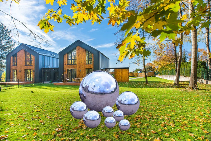 Kunjocy Stainless Steel Gazing Ball  8 Pcs 50-150 mm Mirror Polished Hollow Ball Reflective Garden Sphere  Floating Pond Balls Seamless Gazing Globe for Home Garden Ornament Decorations (Silver) - Image 3